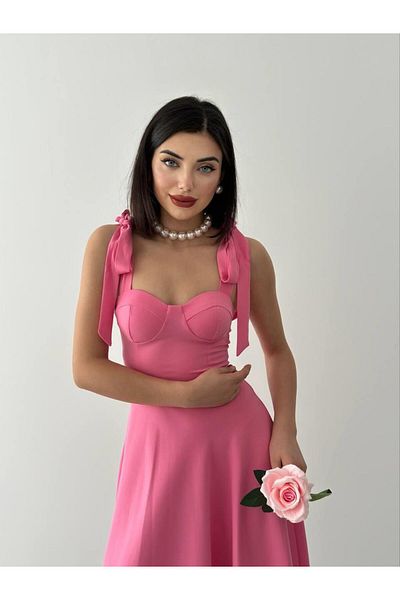 Julidress Strapless Neckline Midi Length Premium Dress with Sling Off the Shoulder Chest Deck