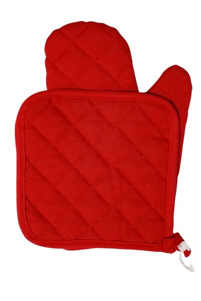 Home Oven Mitts and Pot Holders Set - (1 Mitt - 1 Pot Holder) - Fireproof and Heat Resistant