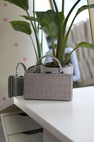 Moom Bag Geantă de mână pentru rochie de seară pentru bursă cu model platină pentru femei