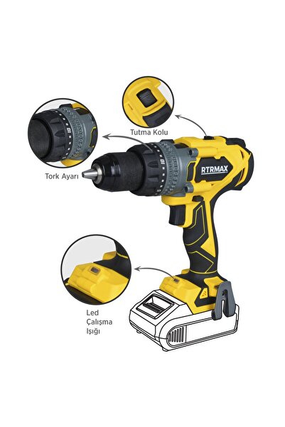 Rtrmax RTX3020B Şarjlı Darbeli Matkap Kömürsüz 150Nm - Akü Hariç