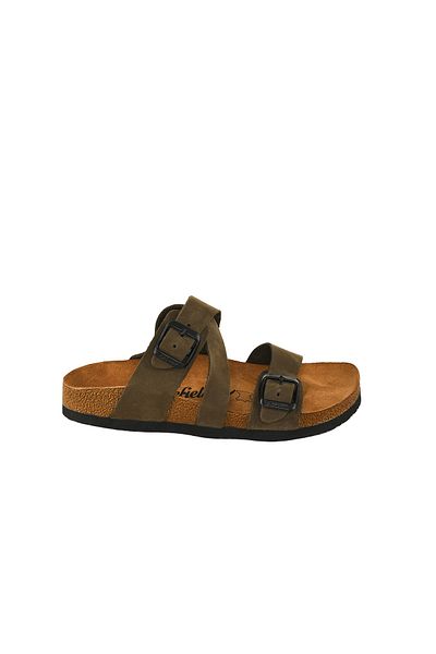 Moosefield Genuine Leather Khaki Green Women's Slippers