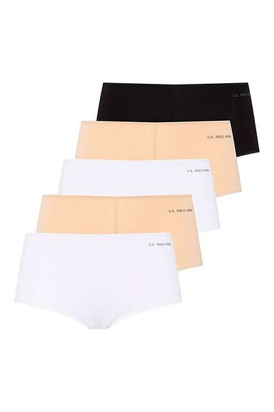 U.S. Polo Assn. Polo Assn din SUA. 67004 Pantaloni scurți elastici din 5 piese pentru femei - negru, piele, alb, piele și alb