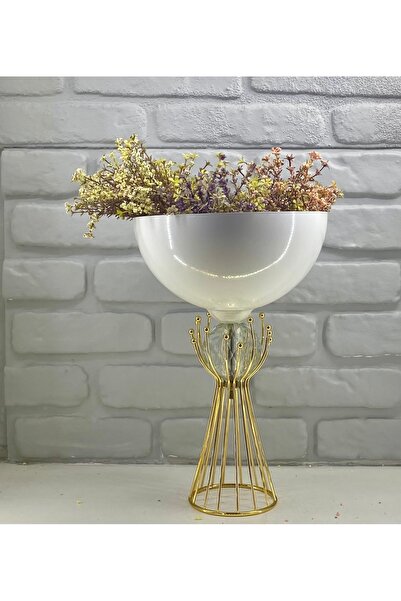 Decodelight Vază decorativă modernă, placată cu aur, model Sude, cu picioare ...