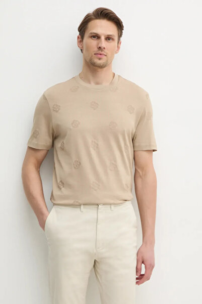 BOSS Erkek Regular Fit Yuvarlak Yaka Monogram Logo İşlemeli %100 Pamuklu Kısa...