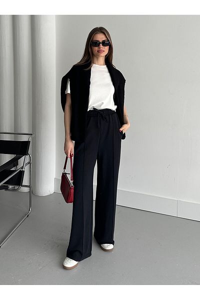 Laluvia Pantaloni de sport negri spălați - 3742