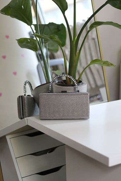 Moom Bag Geantă de mână pentru rochie de seară pentru bursă cu model platină pentru femei