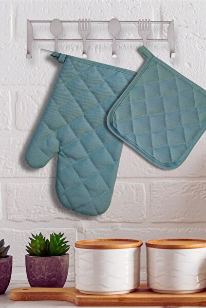 Home Oven Mitts and Pot Holders Set - (1 Mitt - 1 Pot Holder) - Fireproof and Heat Resistant