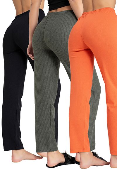 DONEX Women's Ribbed Comfortable 3-Piece Pants & Sweatpants, Women's Clothing, Casual Comfortable Wear