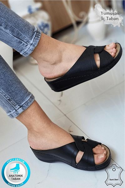Neon Shoes Putu Women's Cross Comfort Model Daily Orthopedic Slippers Mother Middle Age Young Home & Outdoor Slippers