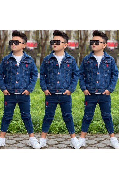 ELONKİDS Ανδρικό τζιν κοστούμι τζιν