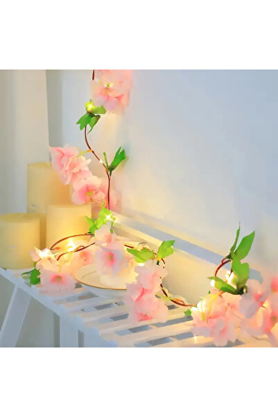 tml temalife 2,20 cm Yapay Kiraz Çiçek sarmaşık ve  3 m Peri Led Düğün Ev ve Parti Dekoru (Piller Dahil Değildir)