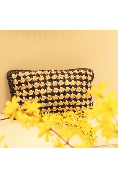 Mylamp Tricotat dublu 30x50 cm. Pernă din rafie naturală și neagră