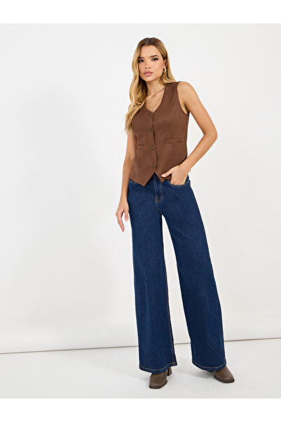 Styli Suede Look Waistcoat with Buttons