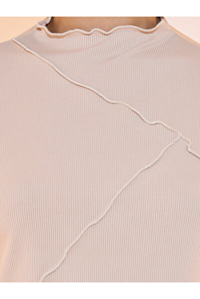 Take Two By Styli Overlock Seam Detail Lettuce Edge Rib Knit Top