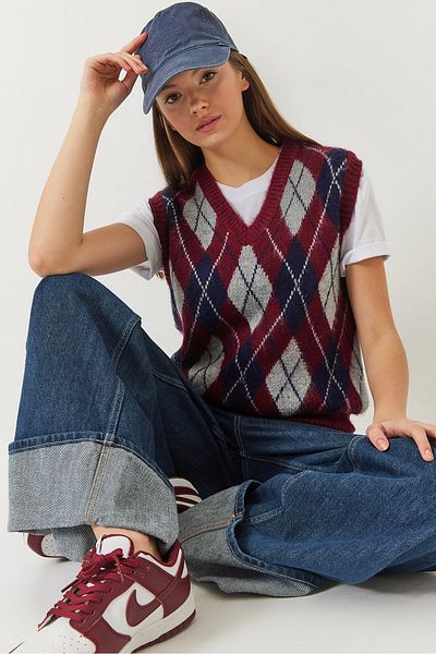 Bianco Lucci Women's Raised Diamond Patterned Knitwear Sweater 20246339