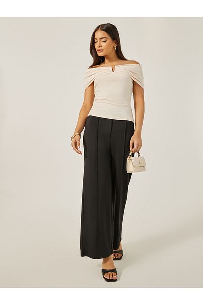 Styli Off Shoulder Rib Fitted Top