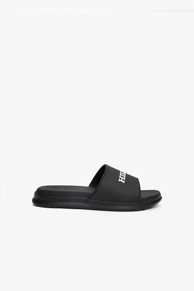 Tommy Hilfiger Men's Textured Logo Black Pool Slippers