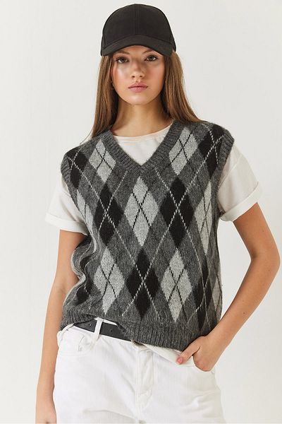 Bianco Lucci Women's Raised Diamond Patterned Knitwear Sweater 20246339