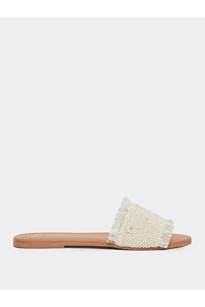 Styli Textured Pearl Embellished Flat Sandals