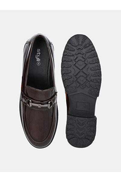 Styli Metal Horse Buckle Detail Chunky Loafers