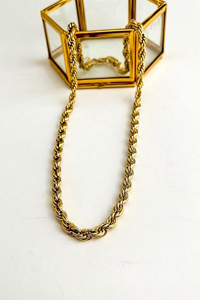Modex Steel Gold Color Thick Twist Chain Necklace (50 cm)