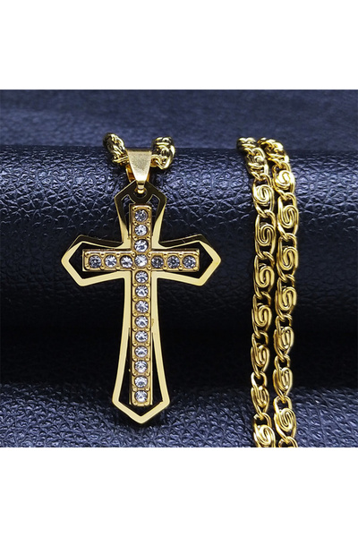 Choice قلادة من الكريستال على شكل صليب كاثوليكي من WZ GD بطول 50 سم، سلسلة لل...