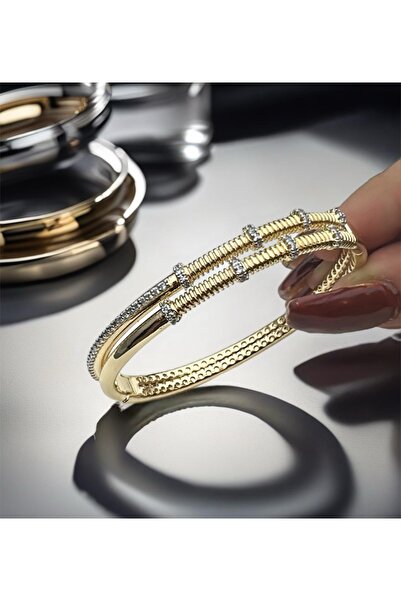 a rose jewelry Çelik Taşlı Kelepçe Bileklik