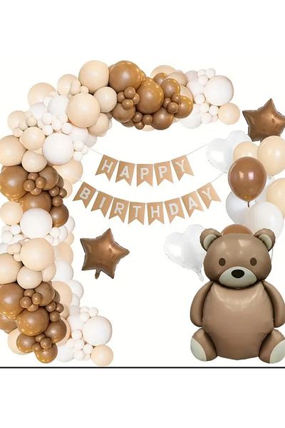 Çemrek Süs Parti Caramel Coffee White Milk Coffee Balloon Chain Set 105 Pcs