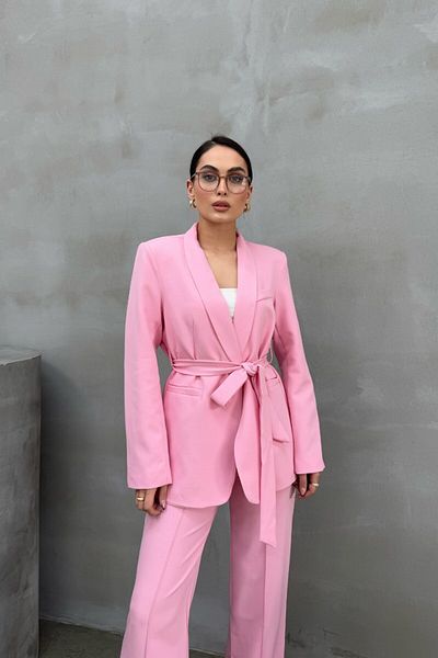 msm fashion Női dupla öves blézer dzseki nadrágkosztüm