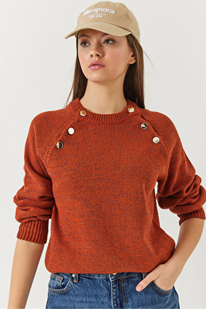 Bianco Lucci Women's Patched Raglan Knitwear Sweater 20246189