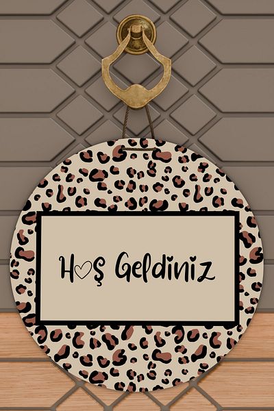 Dormot Home Modern Wooden Digital Printing Door Ornament - Framed Leopard Pattern Outdoor Door Ornament