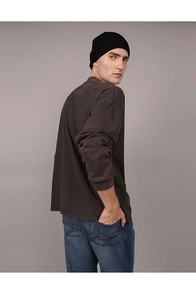 AMERICAN EAGLE Ae Oversized Long-sleeve Heavyweight Pocket T-shirt