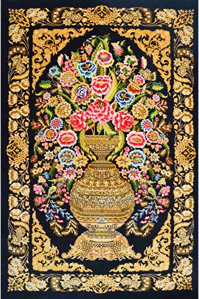 Quality Bambu İplikten Dokuma Çiçek Tasvirli İran Duvar Halısı (50x80 cm)