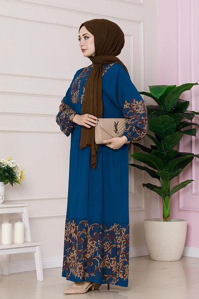 Sevitli Robalı Zühre Viscon Dress-Indigo
