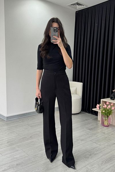 ECEMİ Perla Black Palazzo Trousers