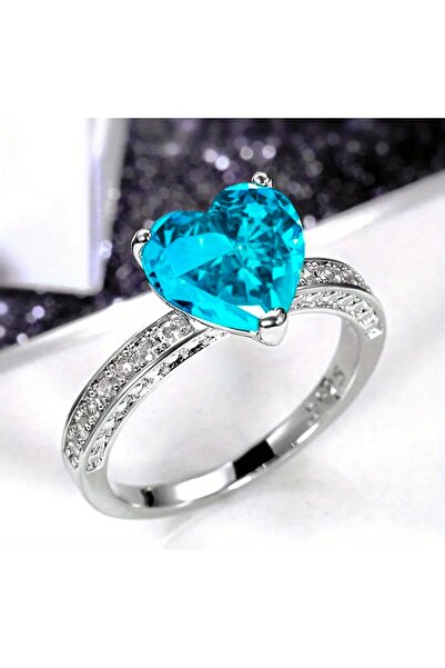 Store Pırlanta Kalp Kesim Tektaş Aqua Işıltılı Ciddi İlişkim var Yüzüğü
