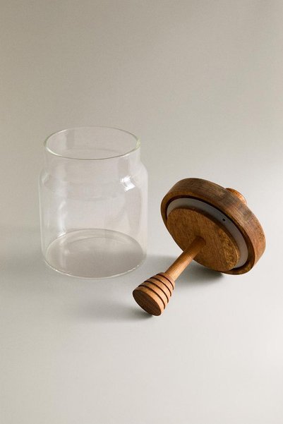 Yazz Atelier Borosilicate Glass Wooden Honey Jar