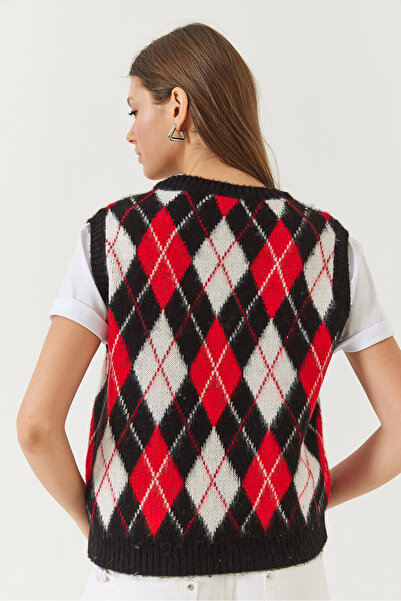 Bianco Lucci Women's Raised Diamond Patterned Knitwear Sweater 20246339