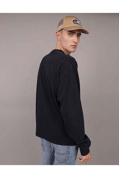 AMERICAN EAGLE Ae Oversized Long-sleeve Heavyweight Pocket T-shirt