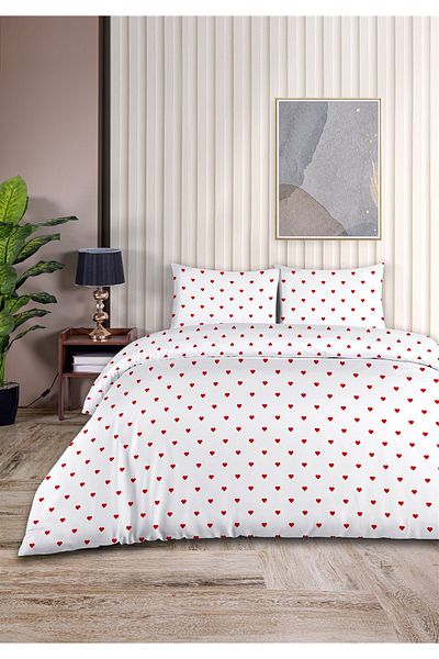 Evim Lovely 100% Cotton Akfil Cotton Single Duvet Cover Set 160X220Cm Blood Red