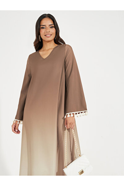 Styli Gradient Effect Jalabiya with Tassel Detail