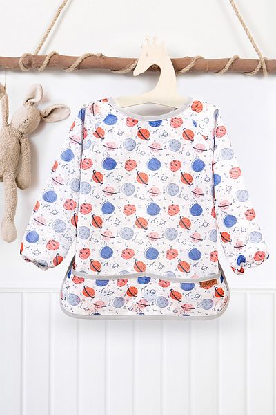 HAMUR Proof Long Sleeve Liquid Proof Event Food Activity Kindergarten Nursery Baby Kids Bib Planet 4-6