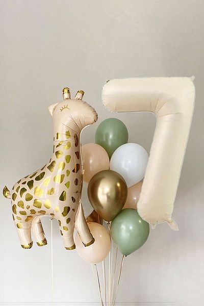 Atölye Mi Giraffe Balloon Cream Age Balloon 15 Piece 7 Year Old Birthday Balloon Set