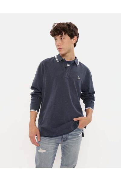 AMERICAN EAGLE AE Long-Sleeve Flex Pique Tipped Polo Shirt