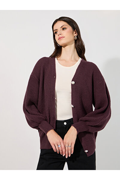 Styli Oversized Longline Buttoned Cardigan