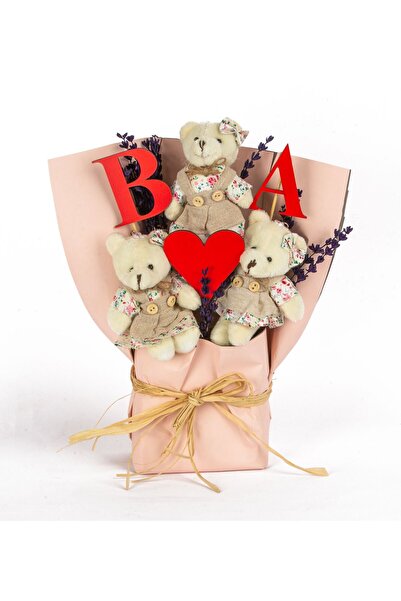 ATÖLYE247 Kişiye Özel Harfli Pembe Ayıcık Buketi