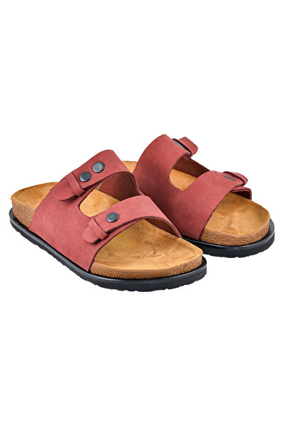 Moosefield Genuine Leather Claret Red Women's Slippers