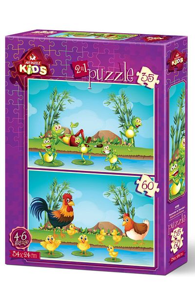 Art Puzzle Animals and Their Cubs 2-Piece 35 60 Piece Puzzle