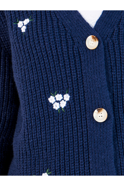 Styli Regular Fit Short Length Embroidered Button Down Cardigan