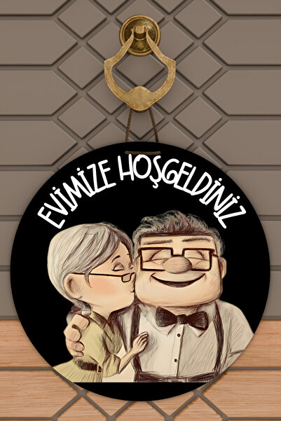 Dormot Home Modern Kapı Süsü - Siyah Tatlı Çift - Dijital Ahşap Baskı - Kişi ...